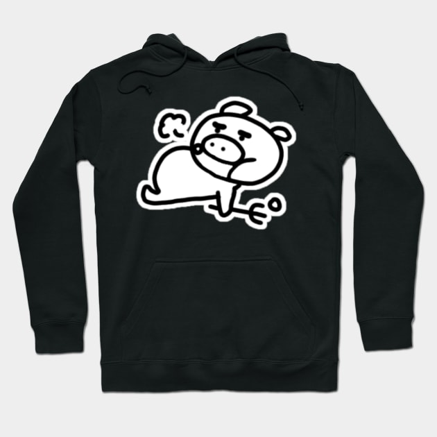 Satisfied Boo the kawaii pig. Hoodie by anothercoffee